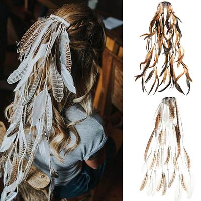 Indian Festival Tassel Feather Hair Combs Clip for Women Hippie Headpiece Ethnic Head Band Ponytail Hair Accessories Headwear