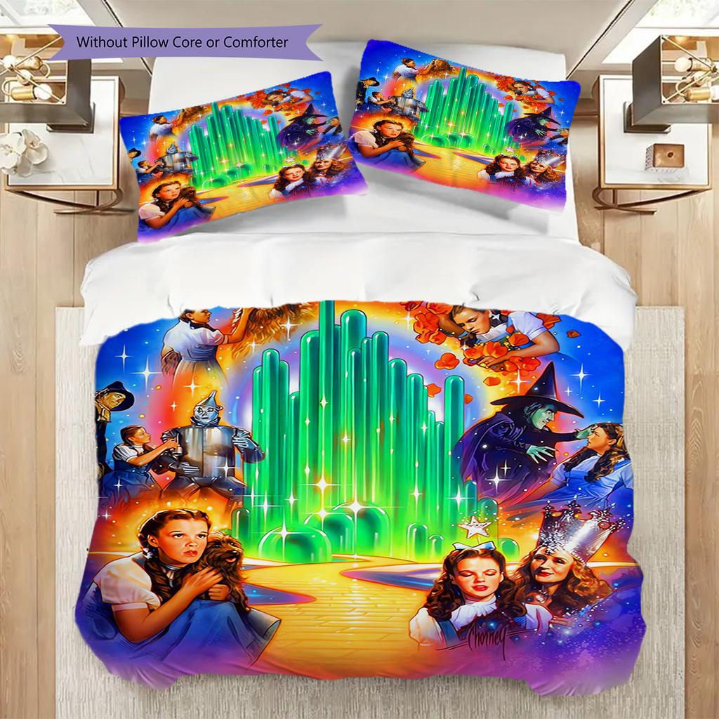 Fantasy Journey Through Emerald City Three-piece set (1 * duvet cover + 2 * pillowcase, without core) 2D Flat Soft and comfortable Bedding set