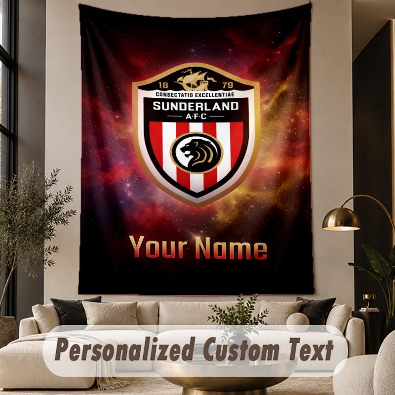 Custom Text Tapestry Sunderland FC Print Wall Tapestry Indoor Living Room Wall Decor