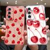Etui w kropki z nadrukiem wiśniowym do Samsung A57 A37 A17 S26 S25 S24 Ultra S23 S22 S21 FE A54 A15 A35 A55 A16 A26 A36 A56 5G Przezroczysty tył z miejscem na kartę