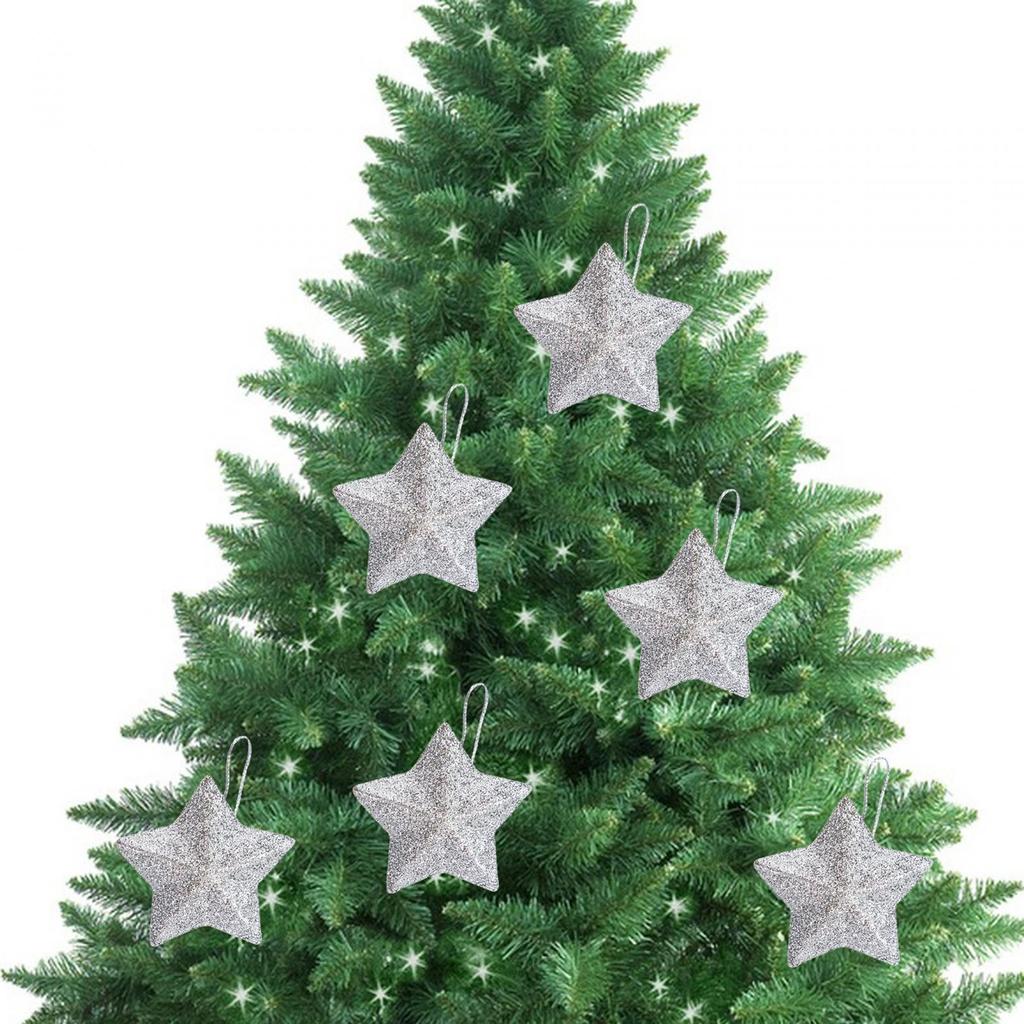 6 Stück Weihnachtsstern-Anhänger Weihnachtsbaum-Hängeornament Dekorationen Spielzeug Weihnachts-Themen-Ornament für Schlafzimmer Festival Party