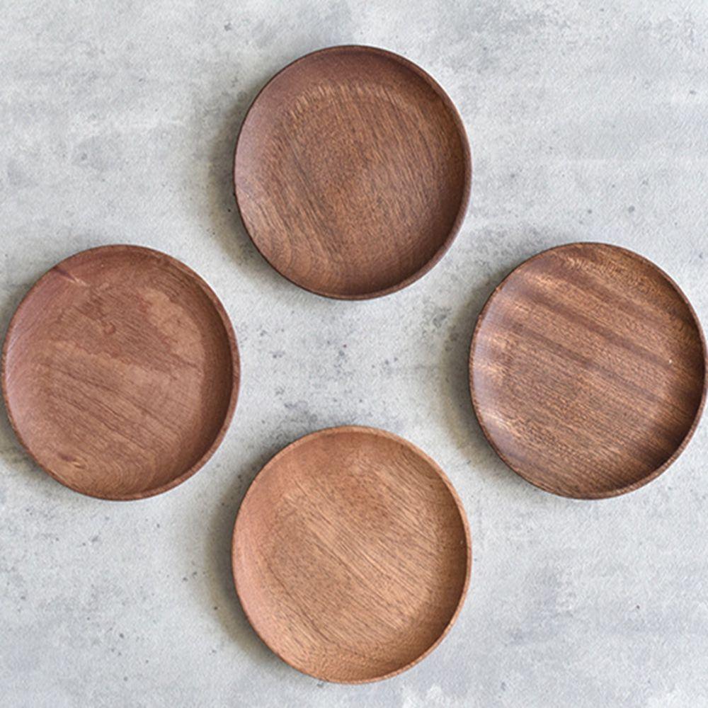 Solid Wooden Tray Household Tableware Bread Dessert Wooden Plate Serving Tray Snack Plate Food Dish