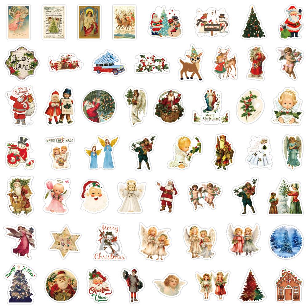 50 New Retro Christmas Angel Stickers Water Cup Mobile Phone Case DIY Decoration Stickers