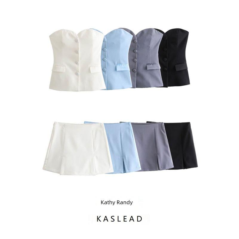Women's Kaslead Fashion Style Silk Satin Texture Tube Top