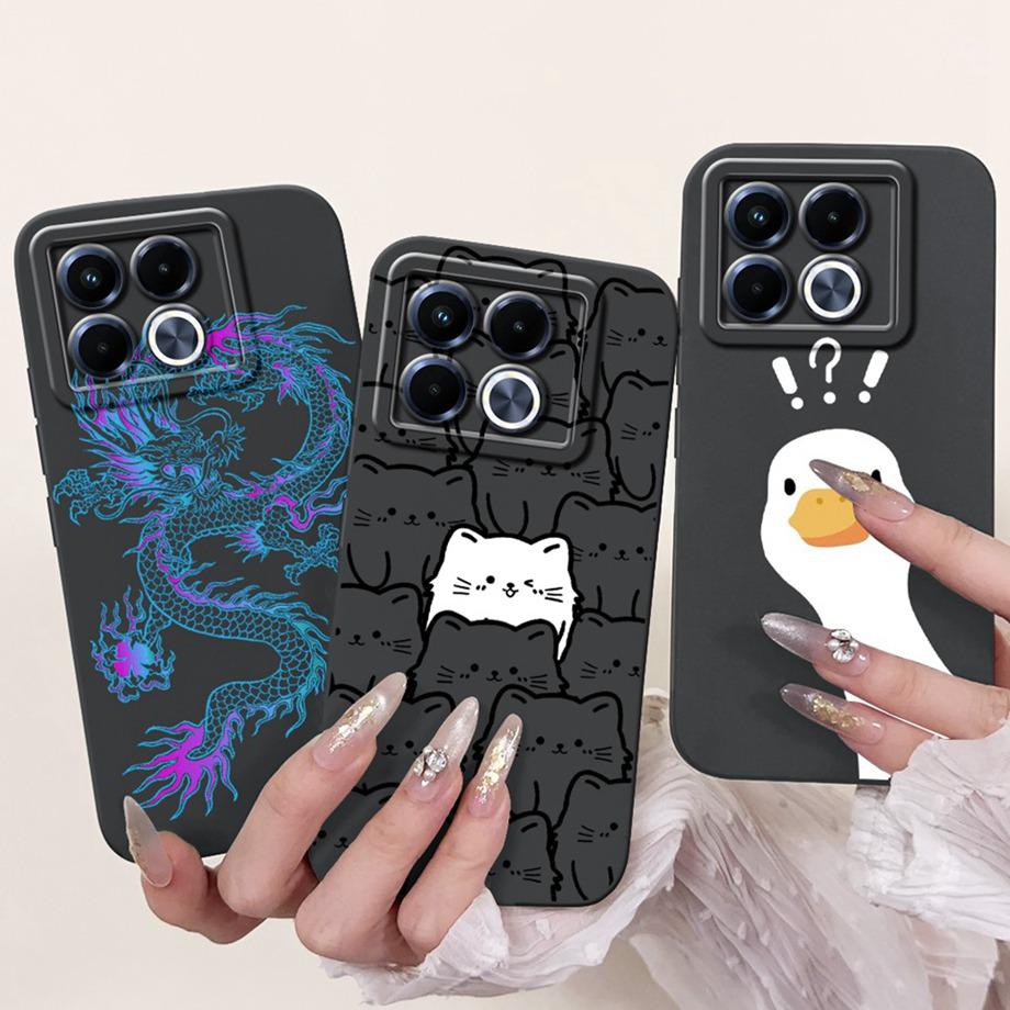 Für Infinix Note 40 5G X6852 Handyhülle Silikon Weiche Rückabdeckung Für Infinix Note40 X6851 Bumper Drachen Katze Blume Schmetterling Tasche