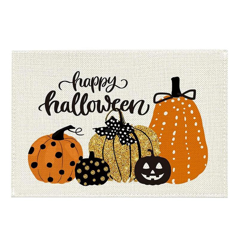 Branches Fall Coffee Cup Table Mat Halloween Cute Ghost Placemat Tree Crows Halloween Placemats Pad Bowl Mat Kitchen Tablecloth