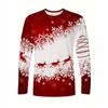 Autumn and Winter Men's Santa Claus 3D Printed Crew Neck Long Sleeve T-Shirt