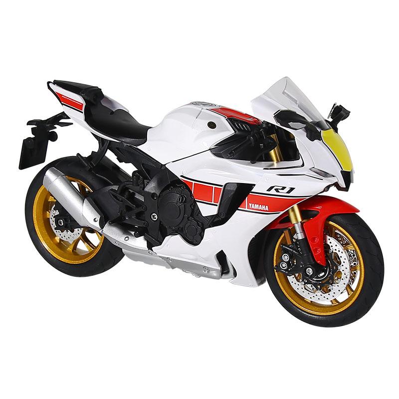 

1/9 YAMAHA YZF-R1 YZFR1 Литий під тиском Модель мотоцикла Збірка транспортних засобів Звук і світло Позашляховик Автоцикл Іграшки Авто білий