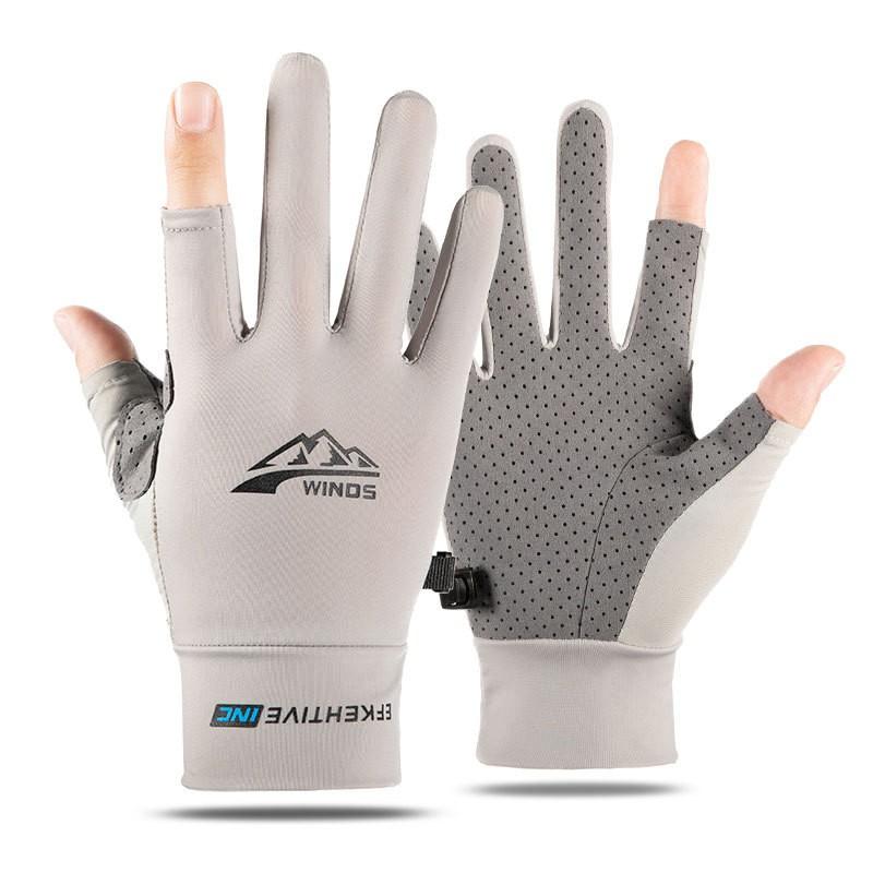 Men Women Ice Silk Full Finger Gloves Cycling Running Driving Fishing Touchscreen Anti-Slip Sport