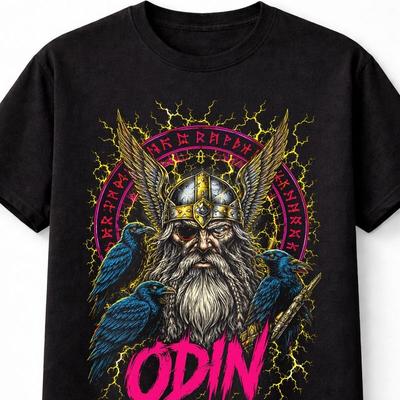 Odin Allfather Viking God Ravens Norse Mythology Unisex TShirt