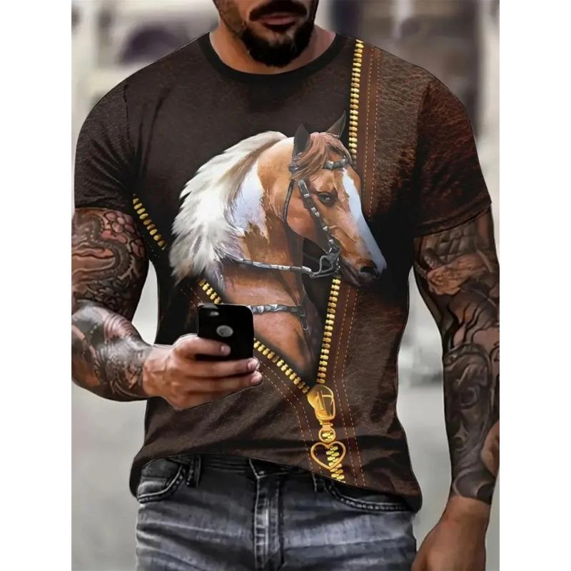 Men's 3D Printed T-Shirt Short Sleeve O-Neck Pullover Casual Top