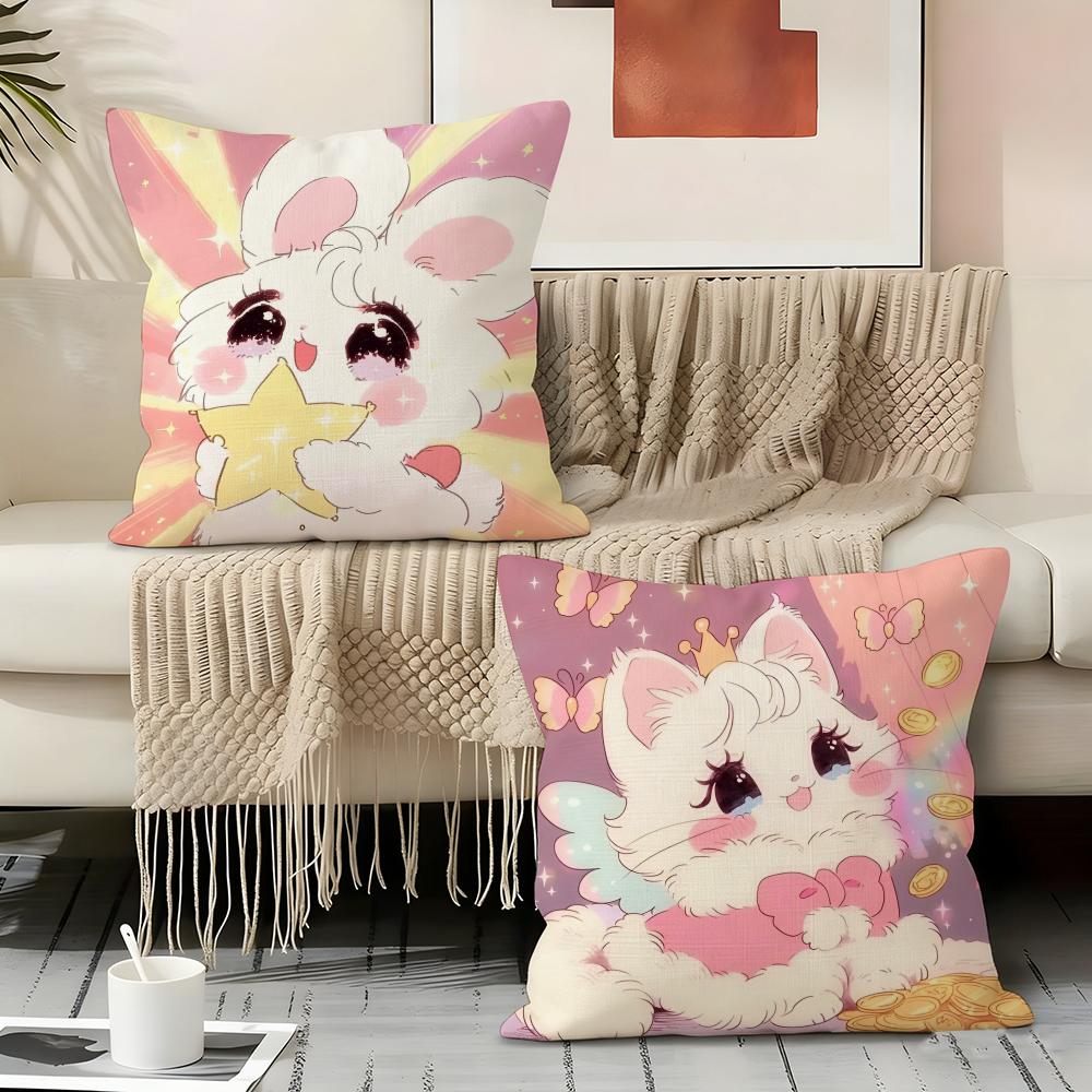 Cute Anime Cartoon Rabbits Kwaii Pillow Case Pillowcase, Double-Sided Printed, Sofa Cushion, Bedroom Headboard Pillow