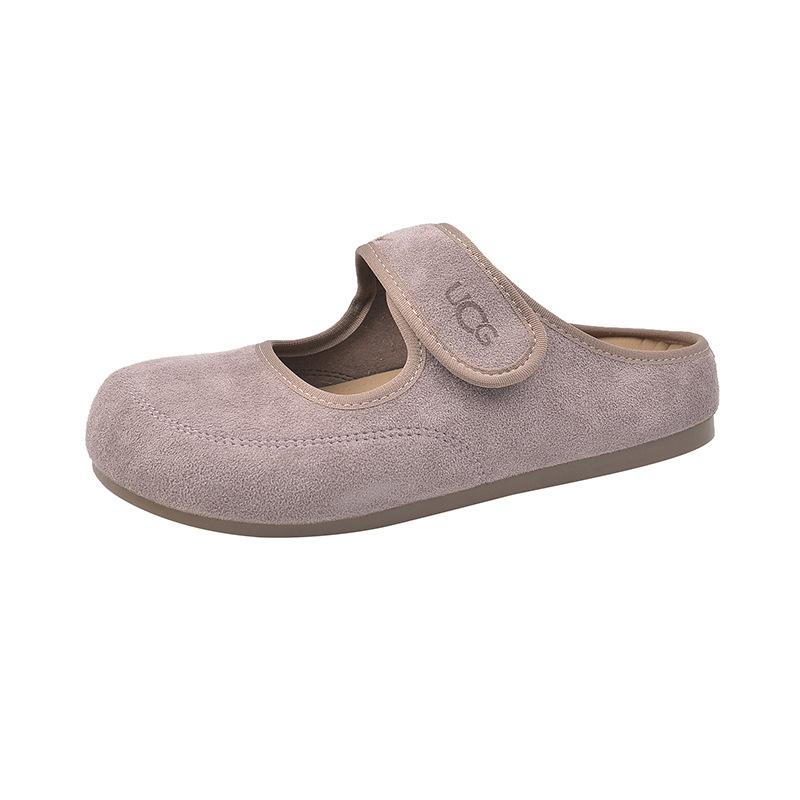

Velcro bag head half slippers women wear a pedal in summer Mary Jane ugly cute sandals soft-soled non-slip single shoes women 35 фиолетовый