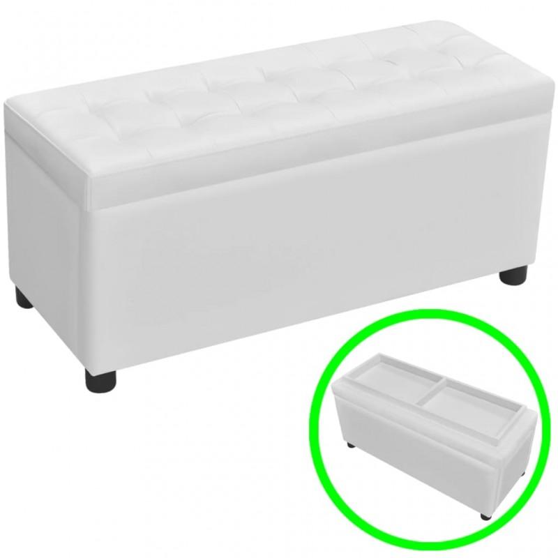 Day and Night - Day and Night White Faux Leather Storage Ottoman