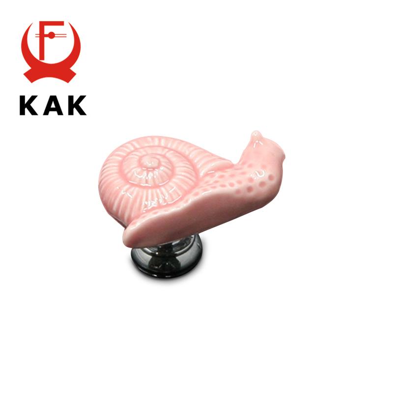 KAK Cartoon Snail Ceramic Handles Drawer Knobs Kitchen Cupboard Door Handles for Kids Room Cabinet Handles Furniture Handle