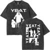 Vintage Gewaschen Rapper Yeat Doppelseitiger Druck T-Shirts Lyfestyle T-Shirt Herren Damen Hip Hop Modetrend T-Shirt Streetwear