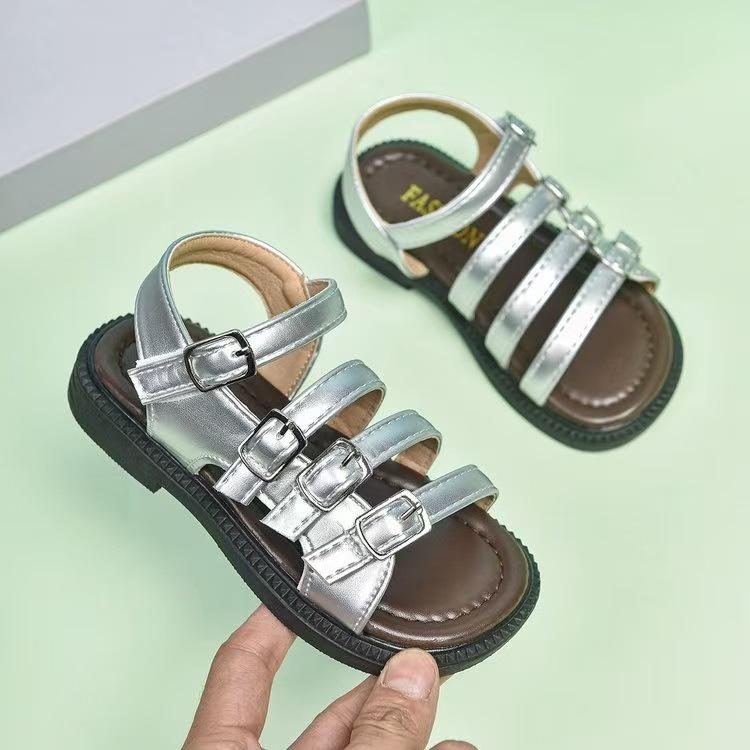 Girls Open-Toe Roman Sandals 2026 - Summer Korean Style Princess Soft Sole Beach Shoes Size 29