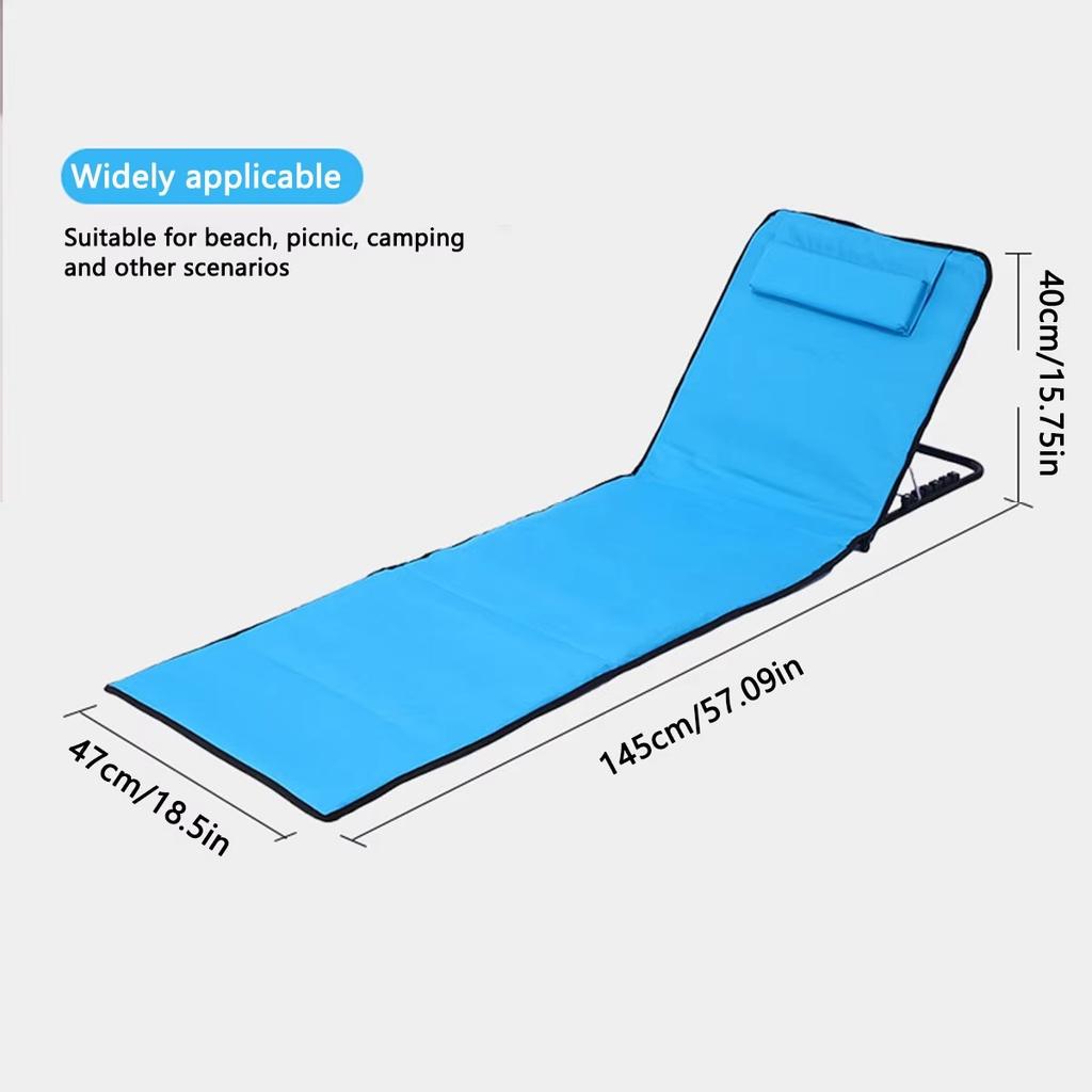 Portable Outdoor Beach Mat Foldable Lounge Chair with Adjustable Backrest Lightweight Sunbathing Camping Mat