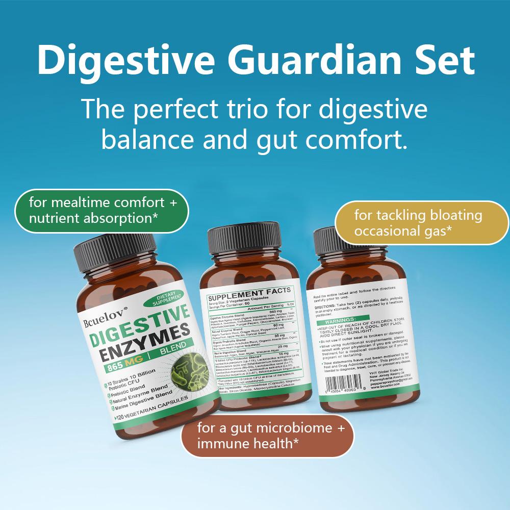 13 digestive enzymes, herbal enzymes, prebiotics, marine algae, 10 probiotics, Probiotic Supplements