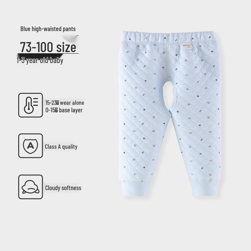 Boys' and Girls' Padded Winter Pants - Warm, High Waist, Open Crotch, Cotton for Belly Protection