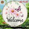 Vintage Floral Butterfly Welcome Metal Sign Wall Decor