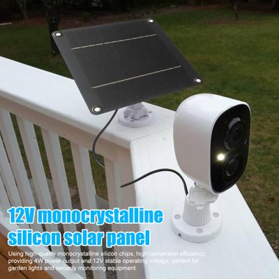 4W 12V Monokristallines Silizium Solarpanel 5521 Buchse Wasserdicht Hocheffizient Außen Gartenleuchten Überwachungskameras Solarbetriebenes Panel