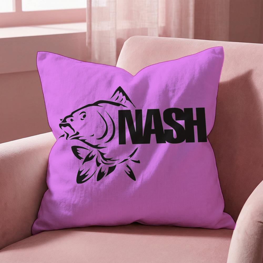 N-Nash Fishing logo Cushion Cover Multi-Scene Pillow Cover for Home & Car - Reversible, Soft & Durable for Daily Use