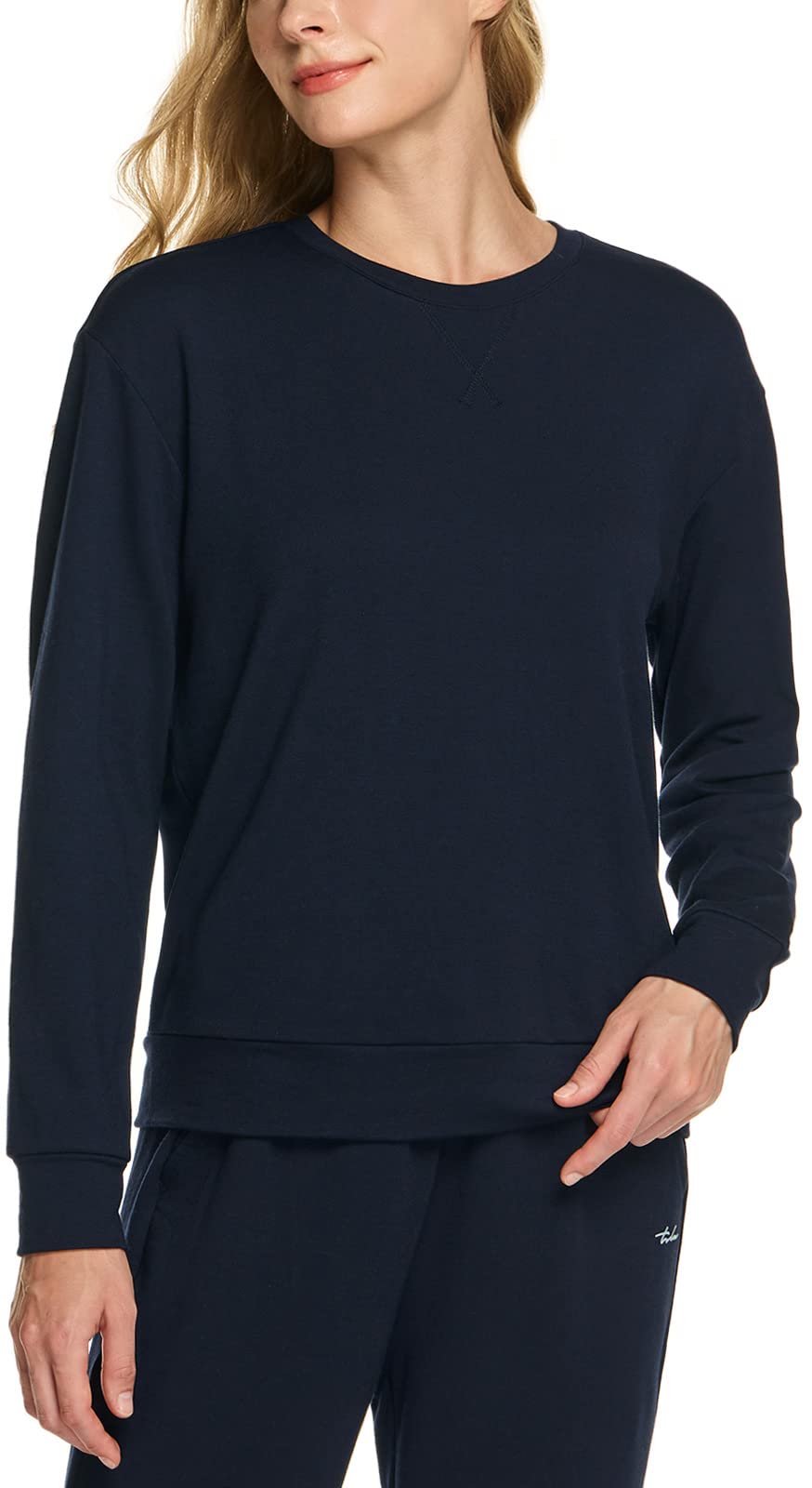 

Tesla Long Sleeve Crew Loose Perfect for and Winter Women s Loungewear, T-Shirt, Loungewear, Neck, Soft, Lightweight, Breathable, Stretch, Fit,