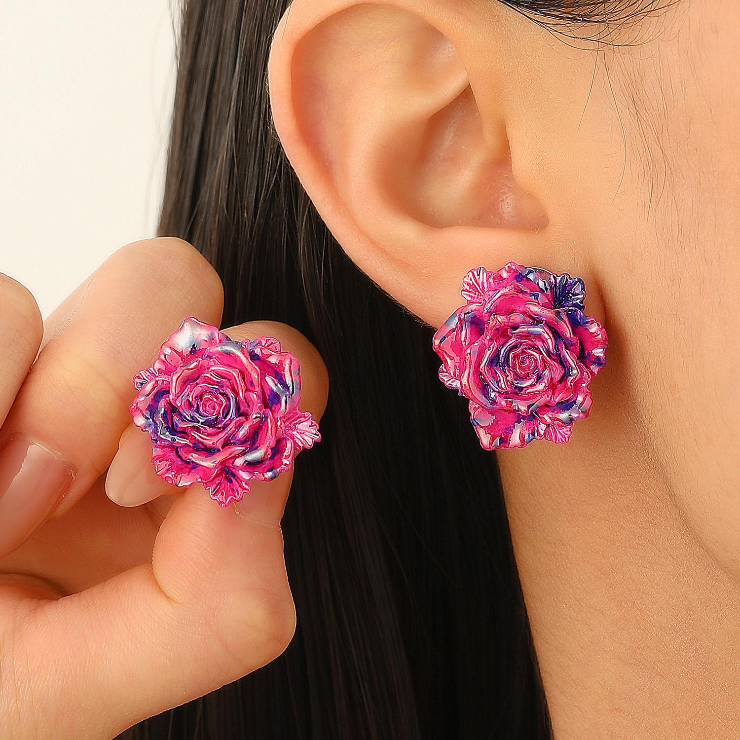 

Весна Лето Цветной Акриловый Цветок День Святого Валентина Серьги Сердце Любовь Для Женщин 1 pair