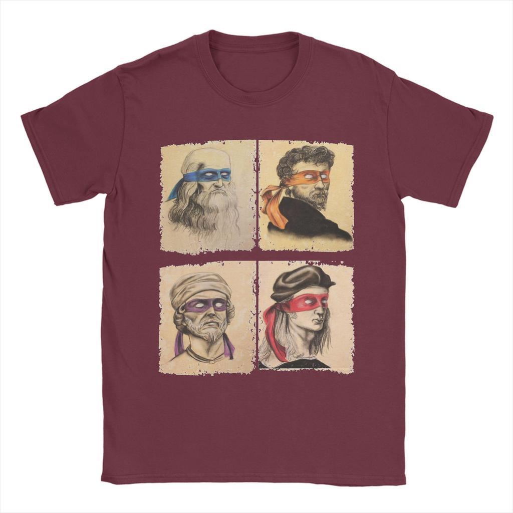 Science Turtles T Shirt Men Pure Cotton Fun T-Shirt Round Collar Mutant Ninja Renaissance Tees Short Sleeve Clothing Adult