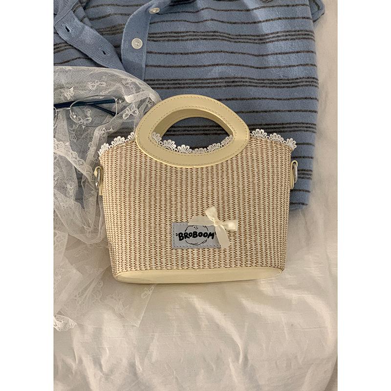 Summer Fashion Straw Bag Women's  New Sweet Girl Feeling Portable Vegetable Basket Bag Versatile Messenger Bag