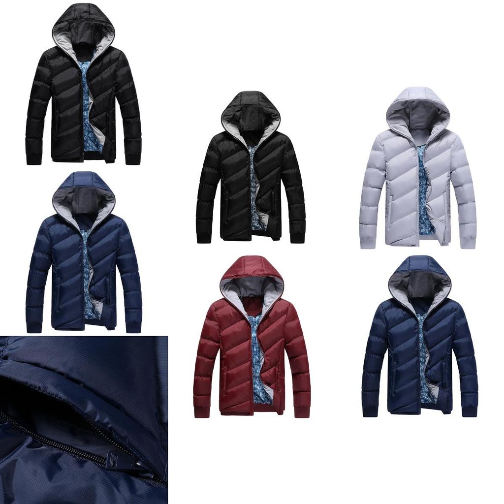 Elegant Fashion Men Winter Warm Padded Coat Thick Casual Outerwear Parka Jacket