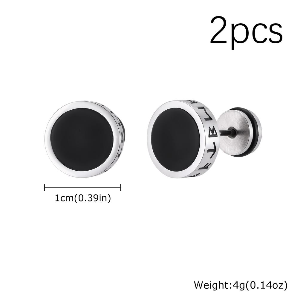 Vintage Gothic Norse Viking Stud Earrings for Men Boys, Rock Punk Runes Round Earrings, Fashion Piercing Jewelry Gift