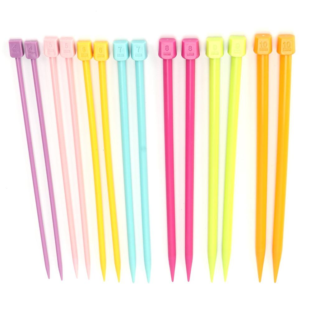 14pcs Plastic Knitting Needles Set Multicolour Plastic Knitting Needles  For Beginners