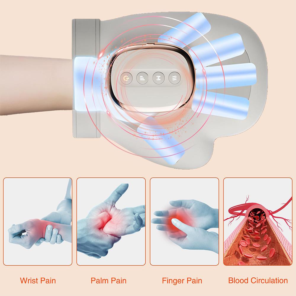Electric Hand Massager Cordless Hand Massager with Vibration and Heat Air Compression Finger Massager for Arthritis Pain Relief