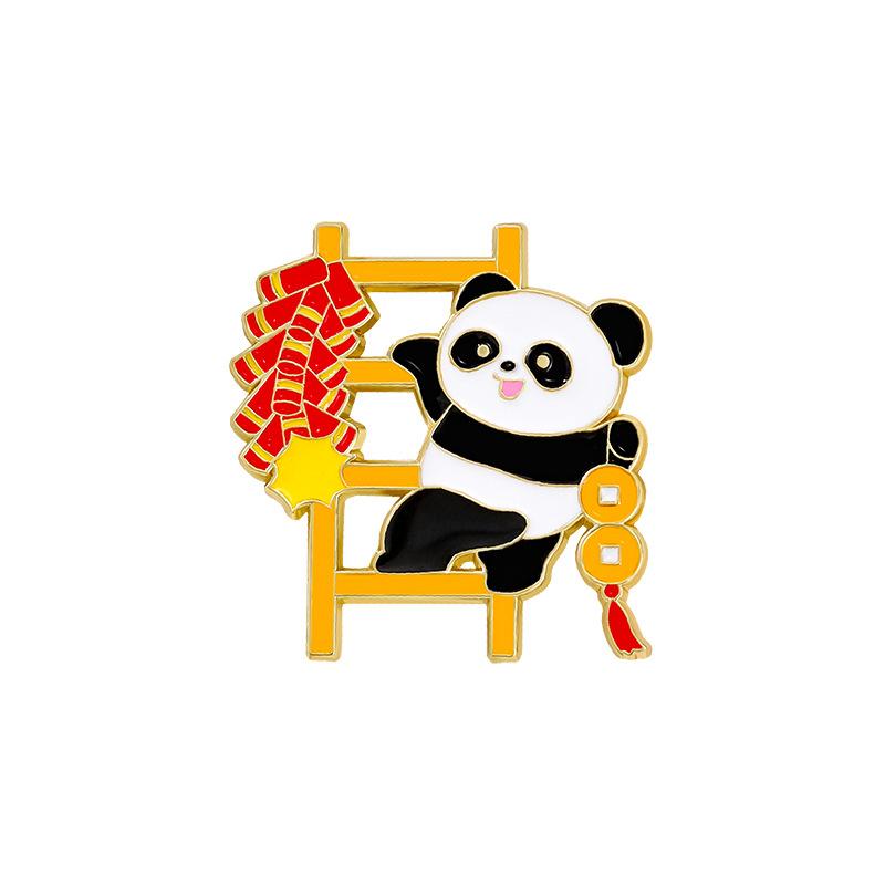 

New Year s panda brooch Spring Festival gift Geely festive blessing character national treasure animal badge clothes decoration activity gift