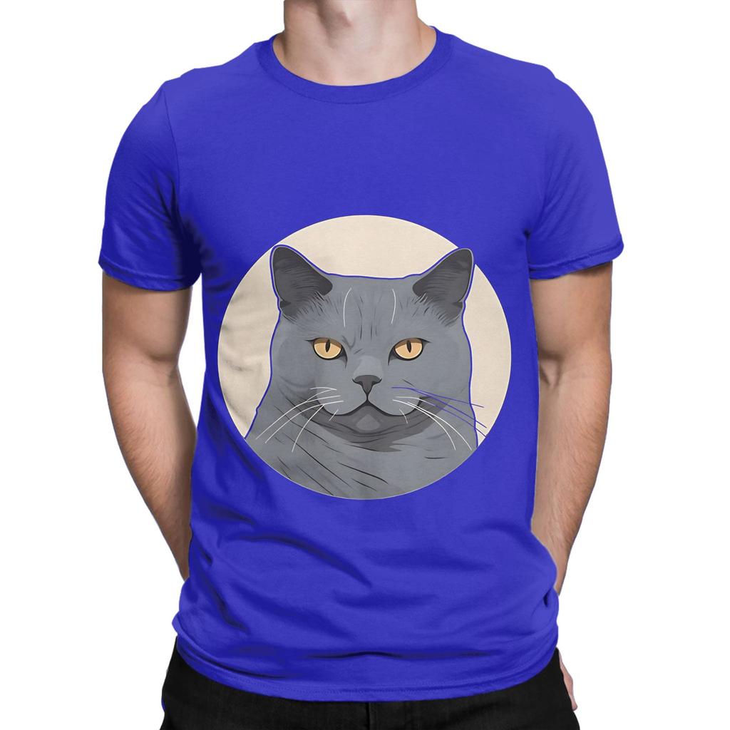 British Shorthair head Novelty Graphic 100 Cotton TShirt Shorthair Tees Tops For Unisex
