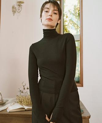 HANSUKNE Crop Warmer Turtleneck (Black)