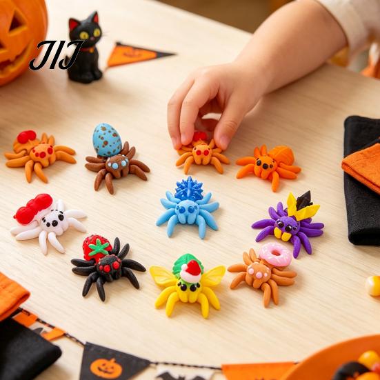 Halloween Scavenger Hunt Supplies Spider Figurine, 3D Printed Articulated Joint with Glow Sensory Fidget Toys in Dark Eggs, Spooky Decor for