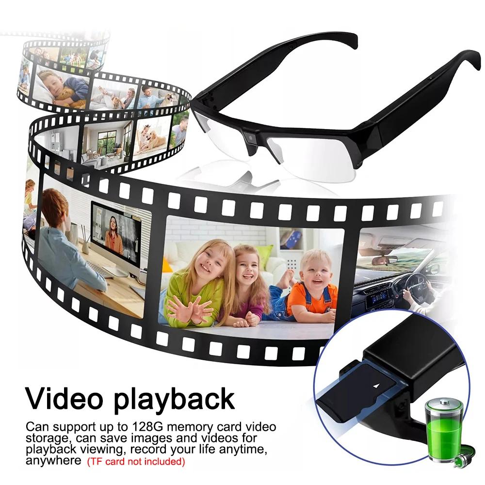 1080P HD Camera Glasses Cycling Glasses Wearable Sports Surveillance Camcorder 120° Wide Angle Outdoor Cycling Sports DVR Video Recorder Glasses