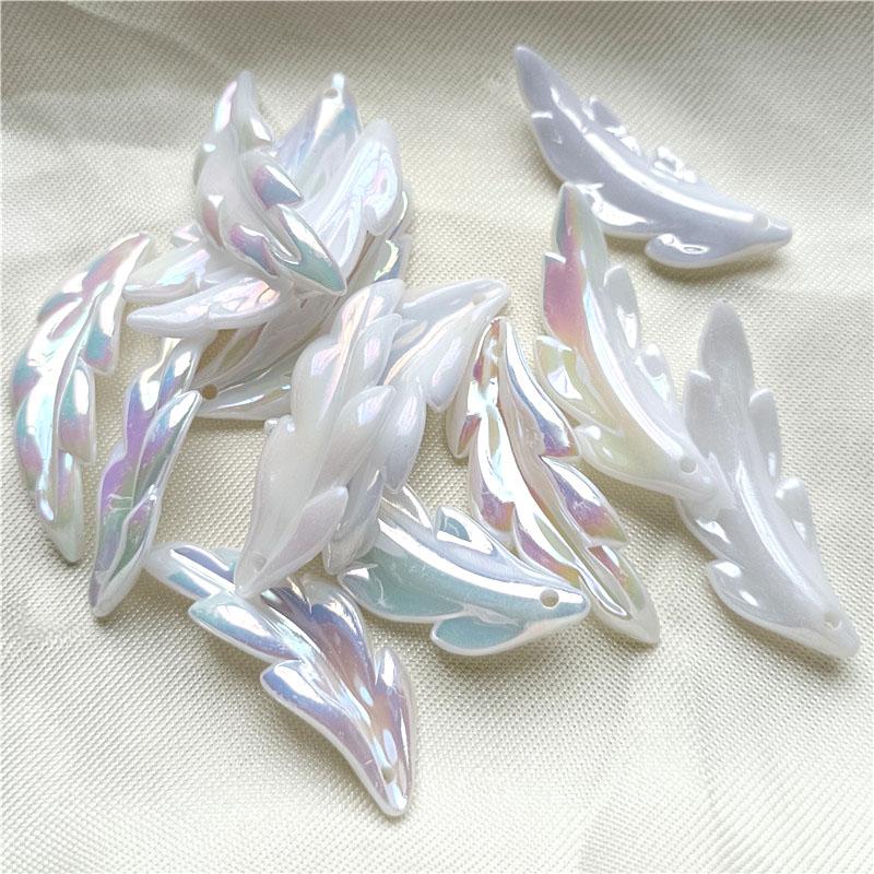 Acrylic Leaves Beads Handmade 20pcs Dazzle Color Accessories White AB Flower Bracelet DIY Jewelry Material Earrings Making Creative  Beads