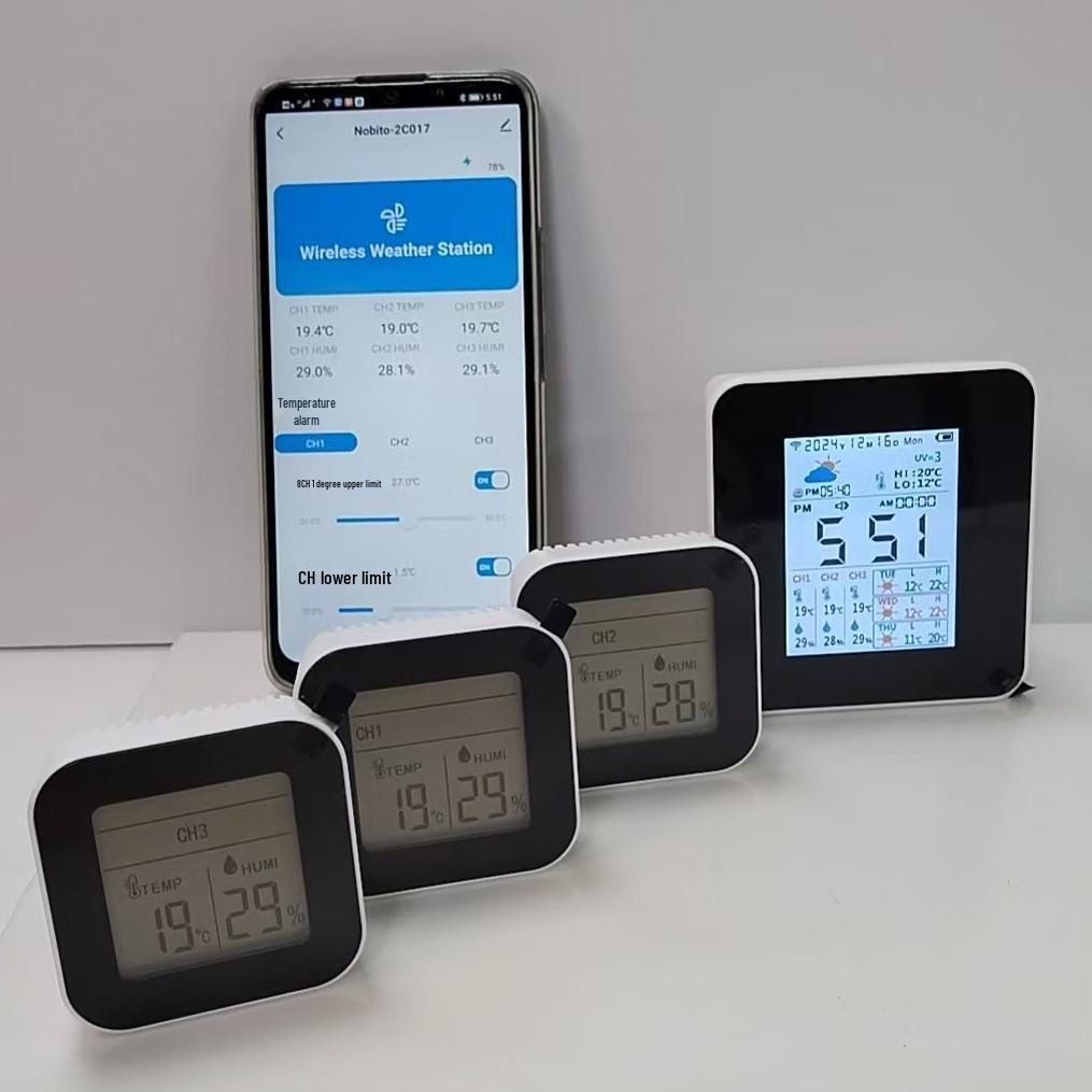 Tuya WiFi Smart Weather Station & Wireless Indoor-Outdoor Thermohygrometer Clock