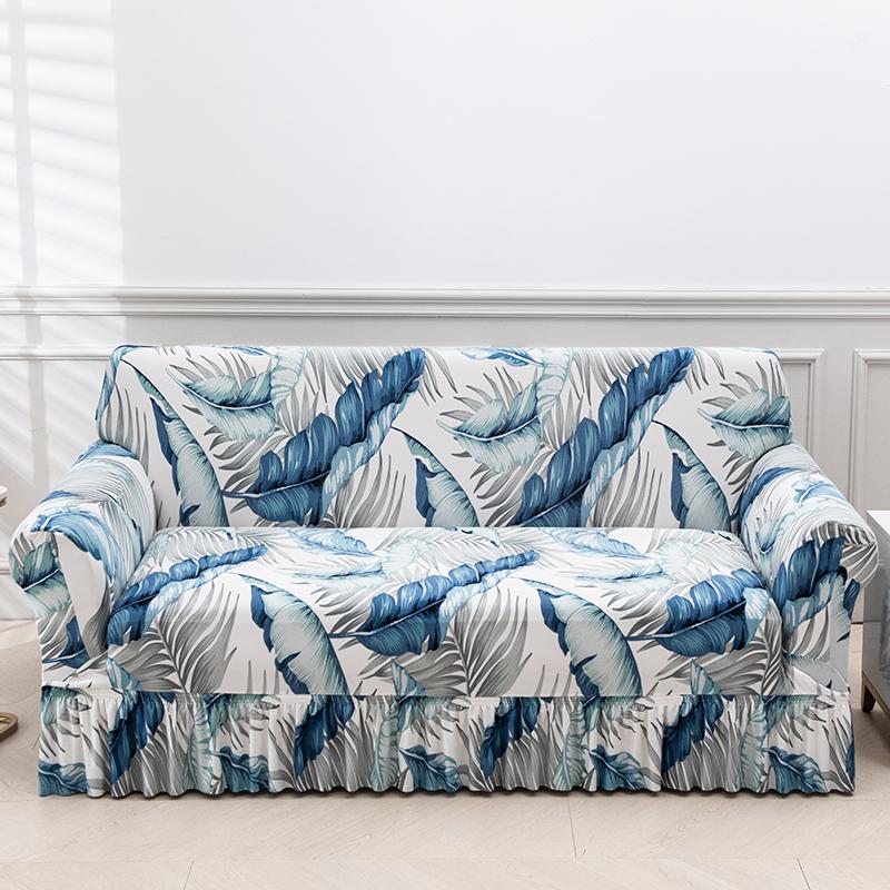 Printed Sofa Cover Stretch Couch Covers Patterned Slipcovers With Skirt Washable Spandex Furniture Protector For Living Room