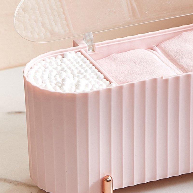 Cotton round Pads Holder 4 Compartments Dustproof Makeup Organizer