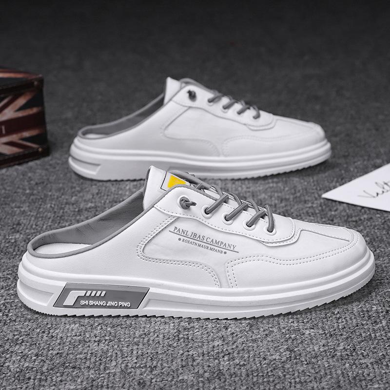 Letní pánské ležérní ploché boty Prodyšné módní pánské poloviční pantofle Venkovní plátěné boty Měkká podrážka Černé sandály