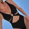 Swimsuit black hollow sexy one-piece swimsuit solid color one-piece bikini bikini custom