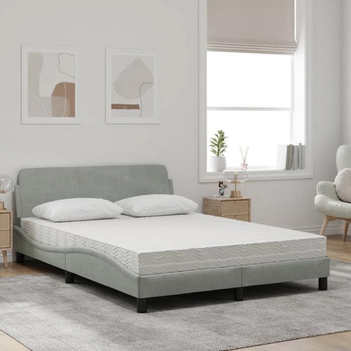VidaXL Lit avec matelas gris clair 120x200 cm velours 3208371