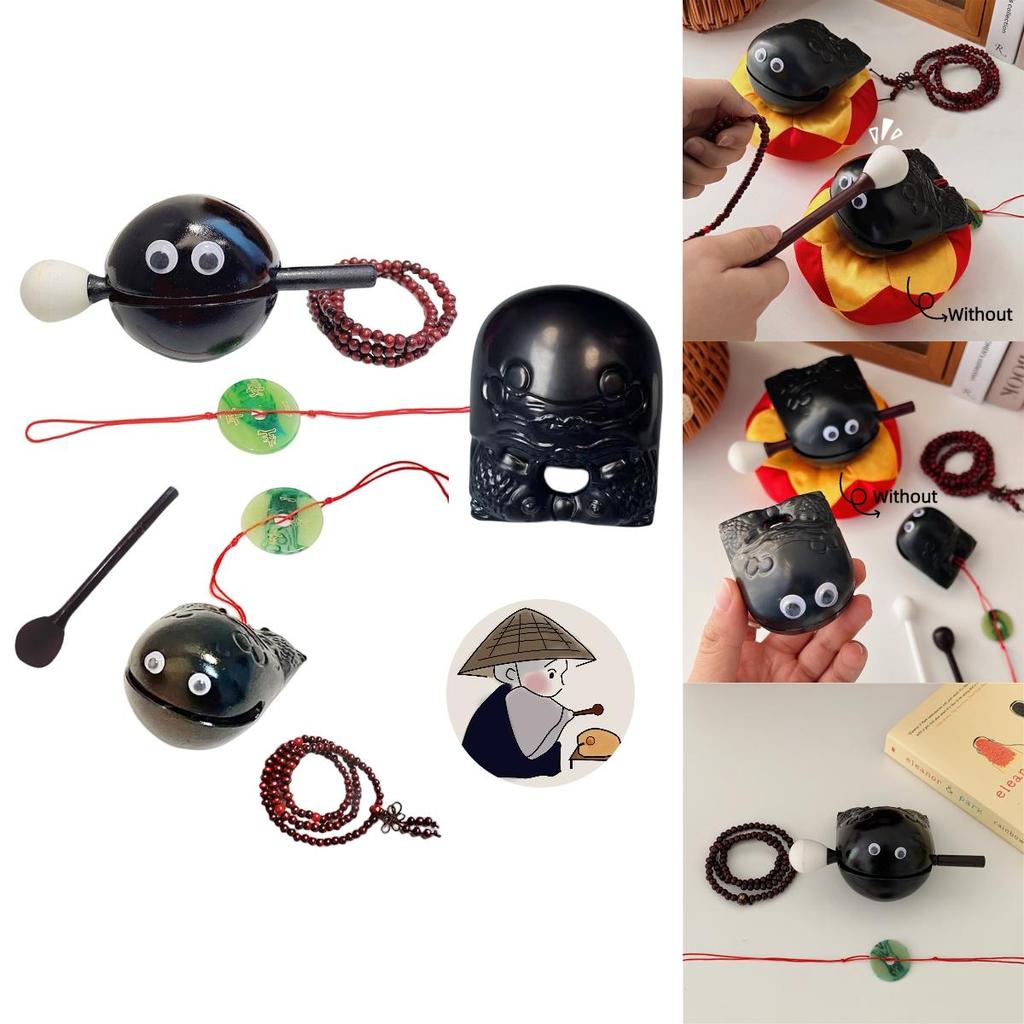 Durable Plastic Stress Relief Toy Wooden Fish With Accessories Perfect For Meditation