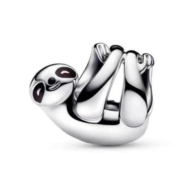 925 Sterling copper Cute Animal Hanging Sloth Charm fit Original Bracelet Charm For Women Enamel Craft Zircon Party Hot Gift