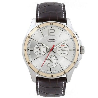 Men's Chronograph Watch MTP-1374L-7AVDF Leather Strap